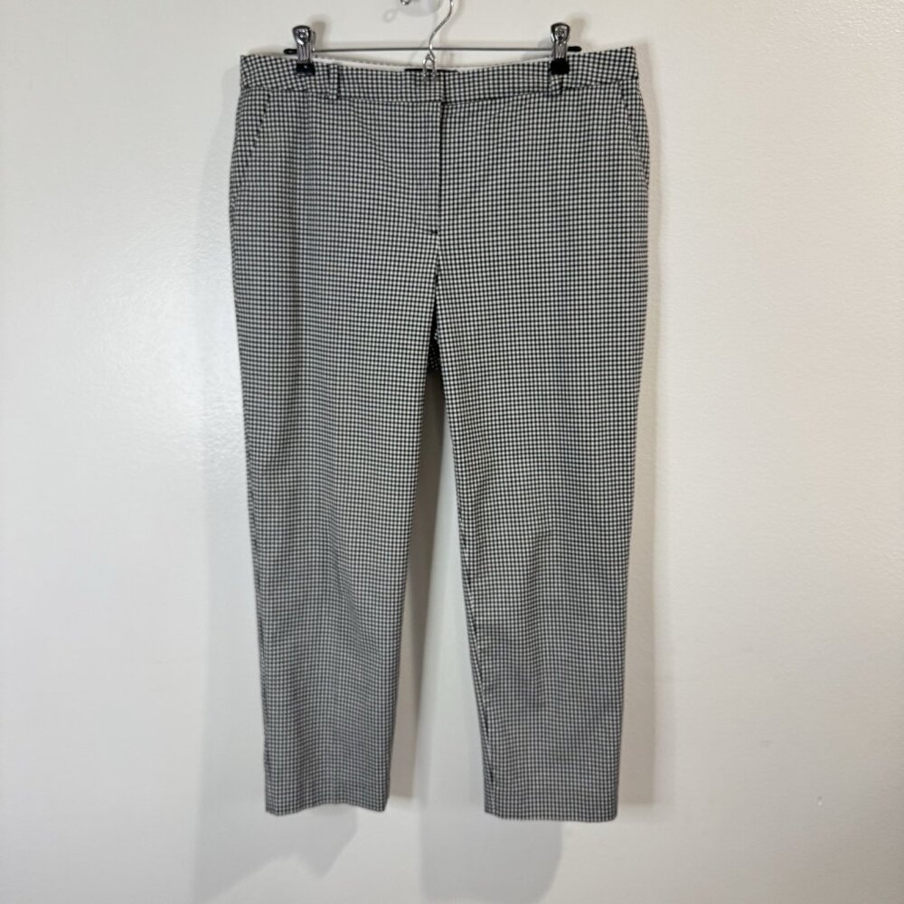 Talbots Pants 10 Straight Leg Ankle Gingham Check Black White Mid Rise Preppy
